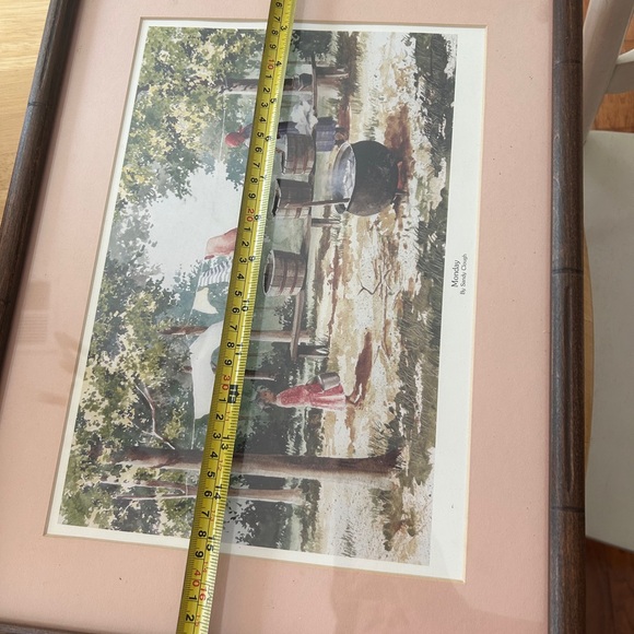 Vintage Art print “Monday” by Sandy Clough. Professionally framed at purchase. - Picture 3 of 6